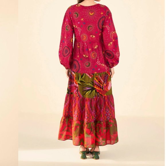 FARM Rio Mixed Prints Embroidered Yoke Maxi Dress - Picture 4 of 12